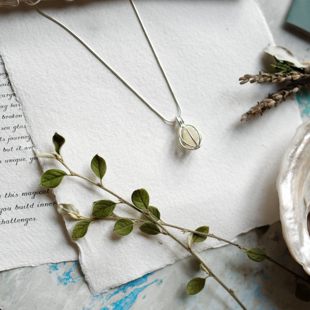 Sea Glass Jewellery on a paper