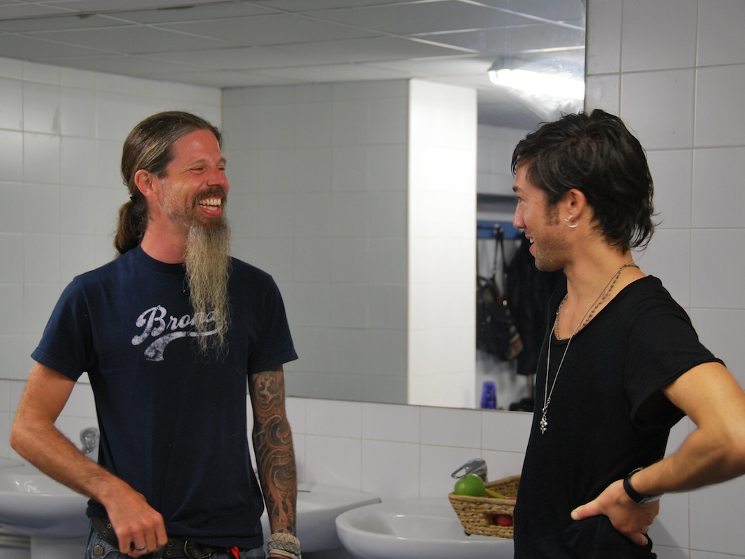 trading jokes with Chris Adler...