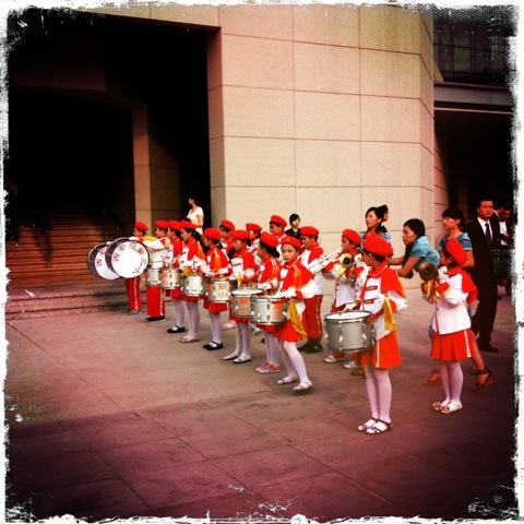 children marching...