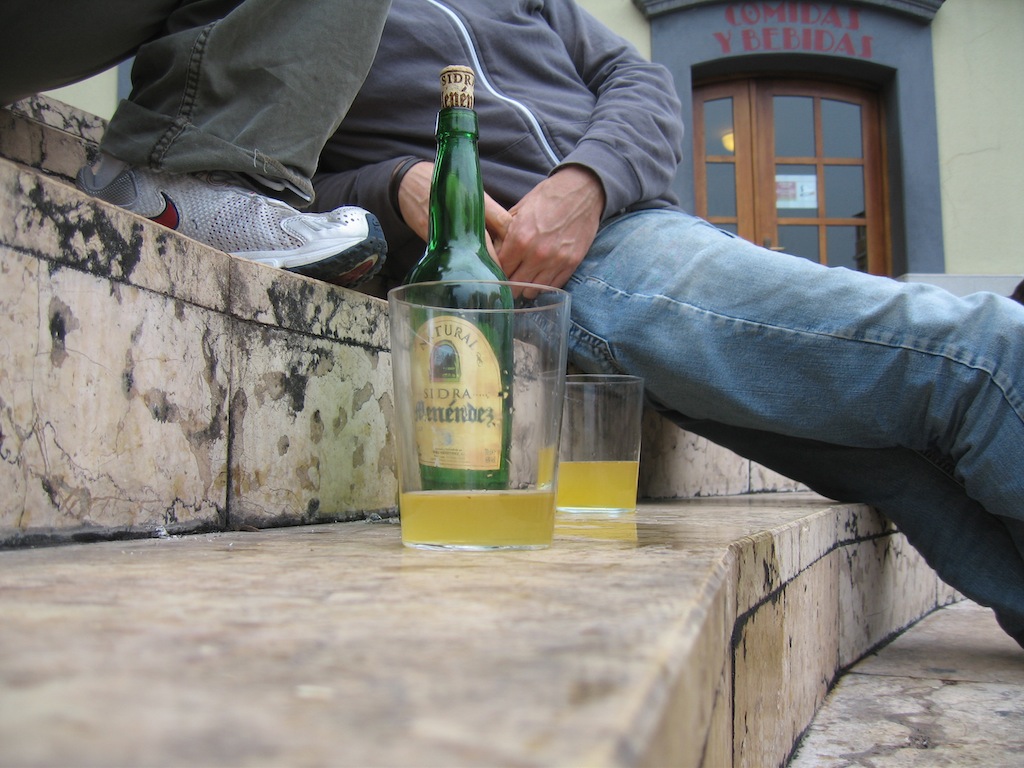 local drink (sidra) in Gijon, Spain...