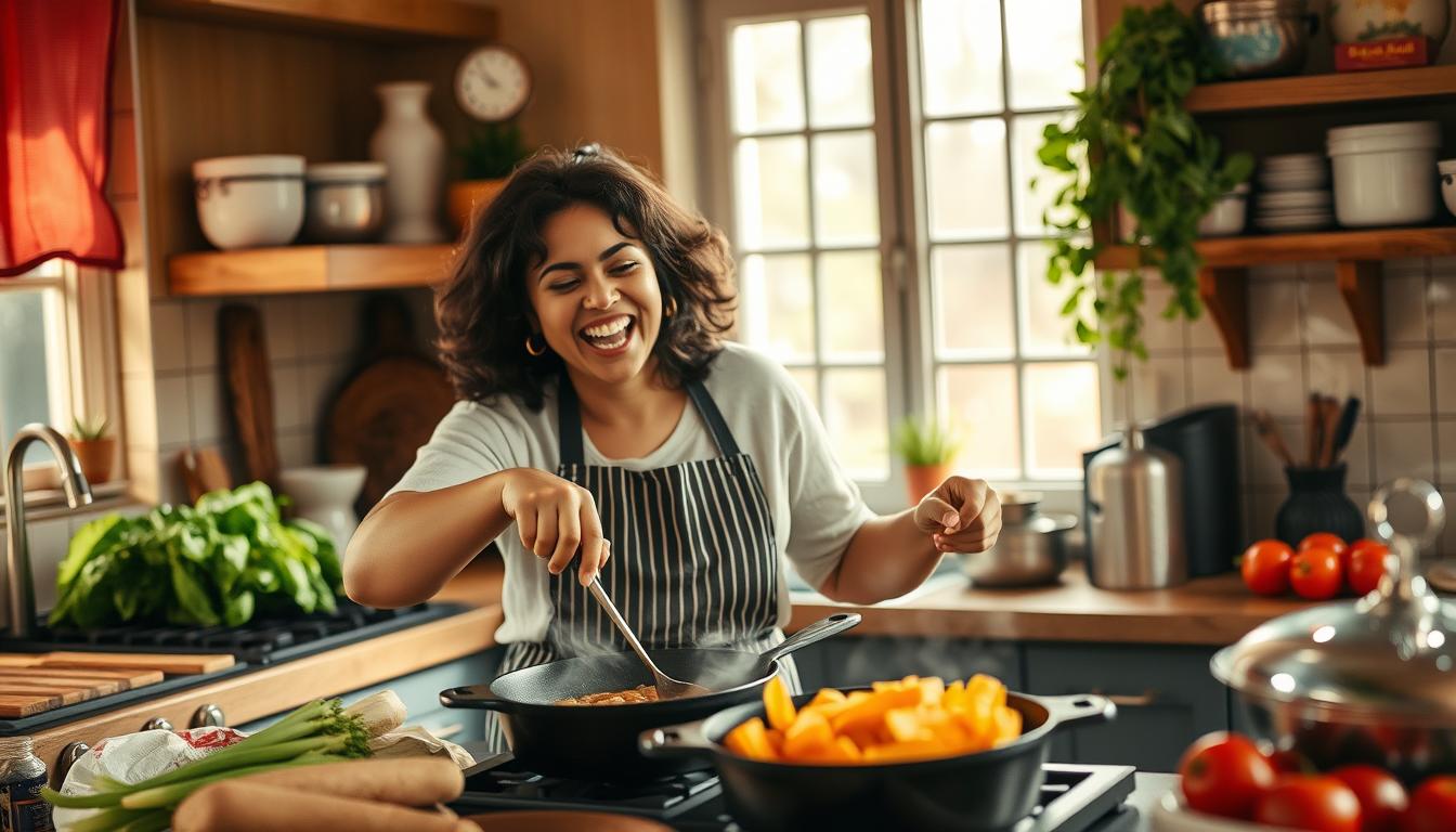 Image of a person cooking with cast iron cookware
