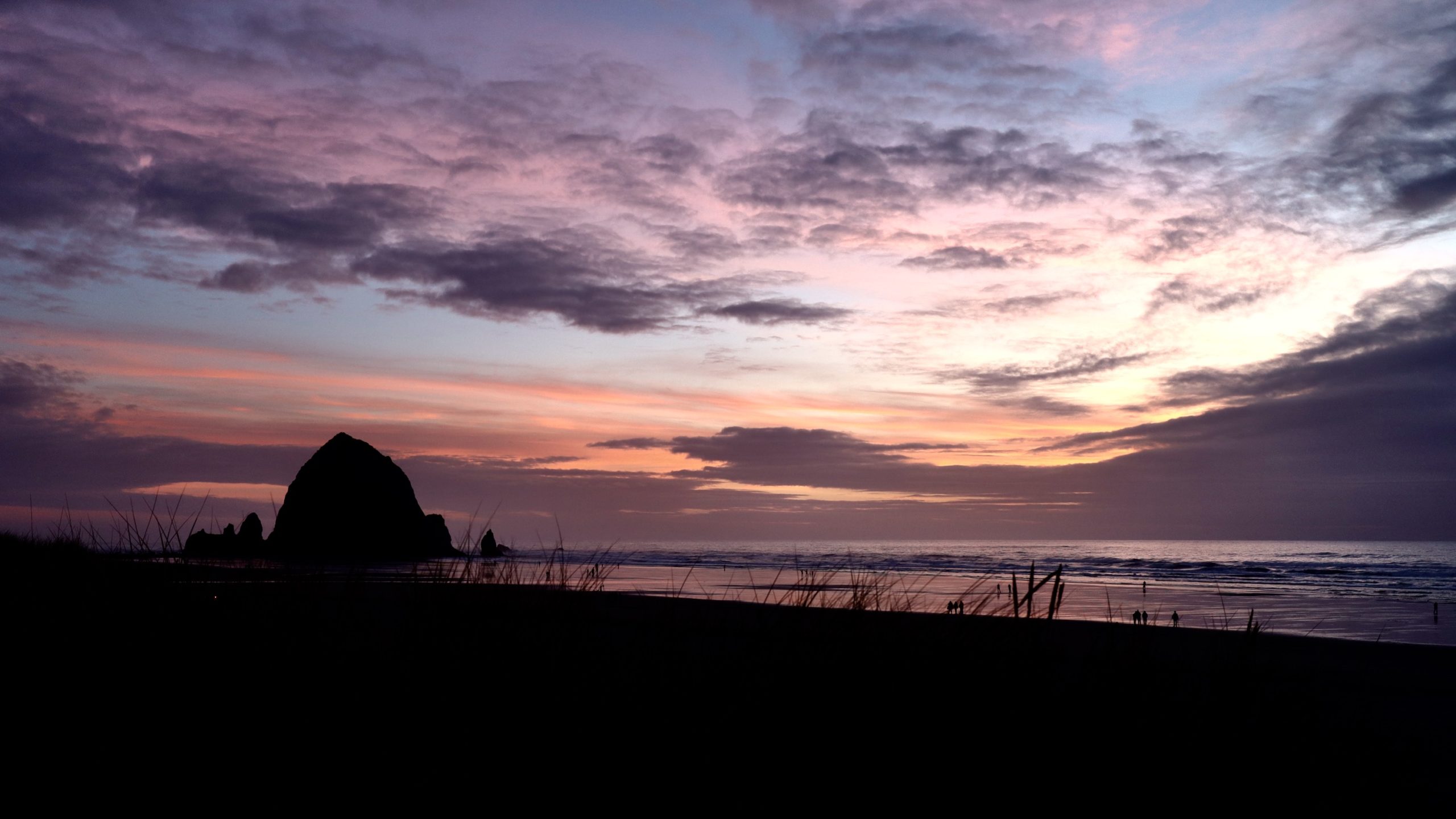 Haystack Rock at sunset on Cannon Beach