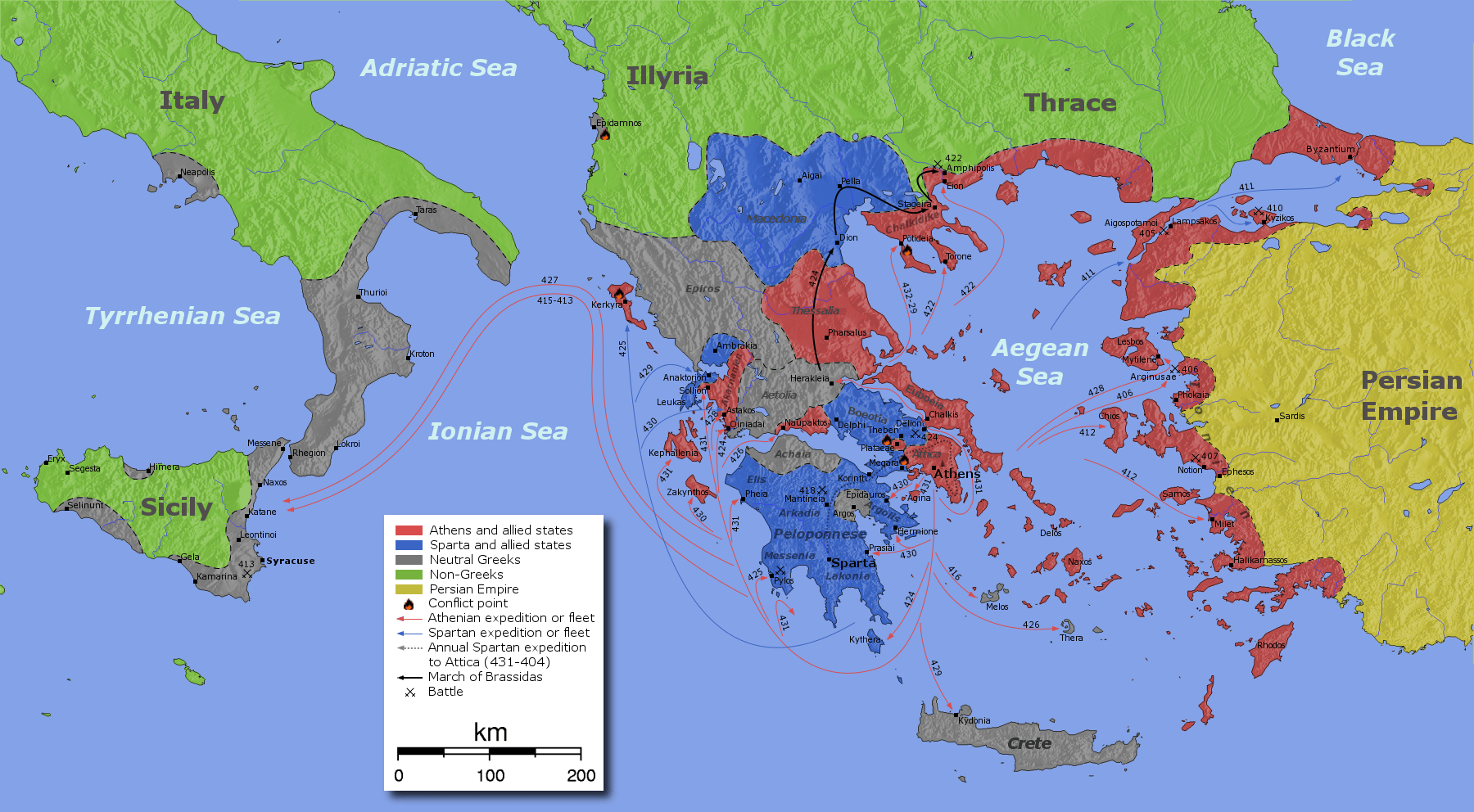 Map Of The War 431 404 BC 1800x992 R MapPorn 