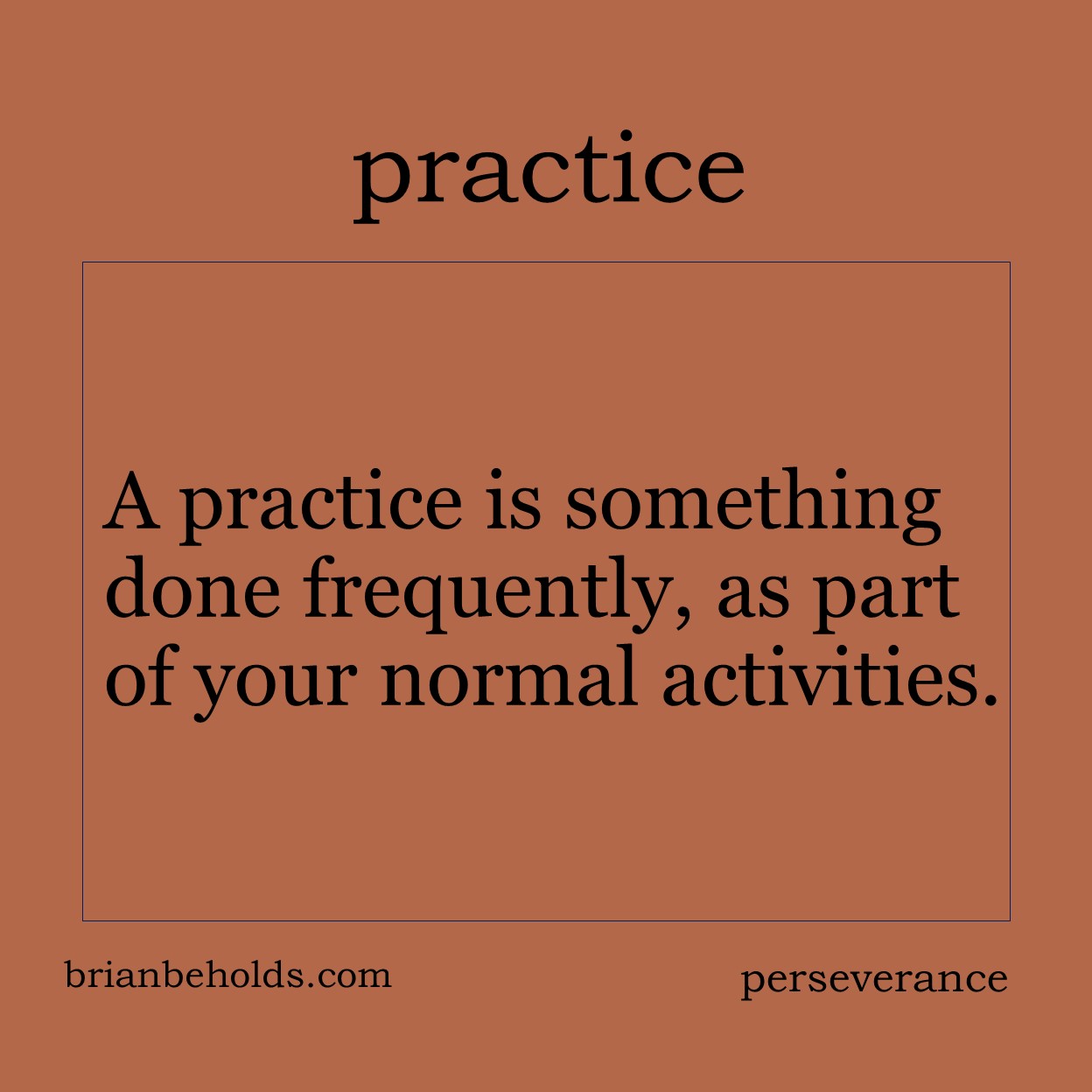 A practice is something done frequently, as part of your normal activities.