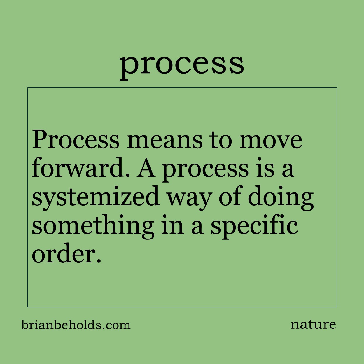 Process means to move forward. A process is a systemized way of doing something in a specific order.