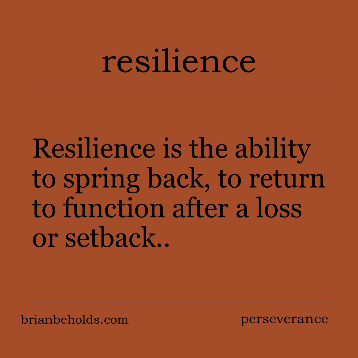 Resilience is the ability to spring back, to return to function after a loss or setback.