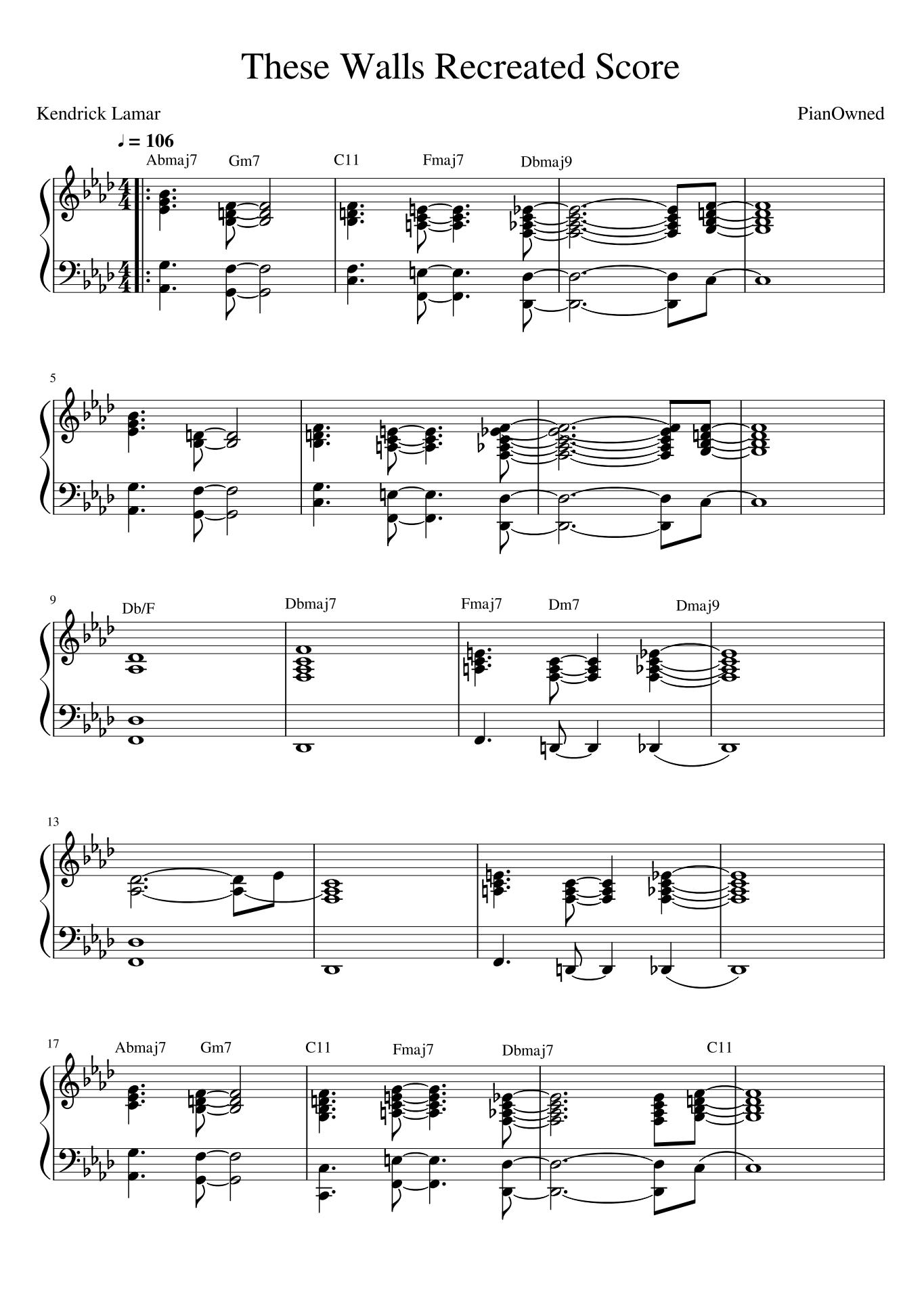"These Walls" Music Sheet (First Page)