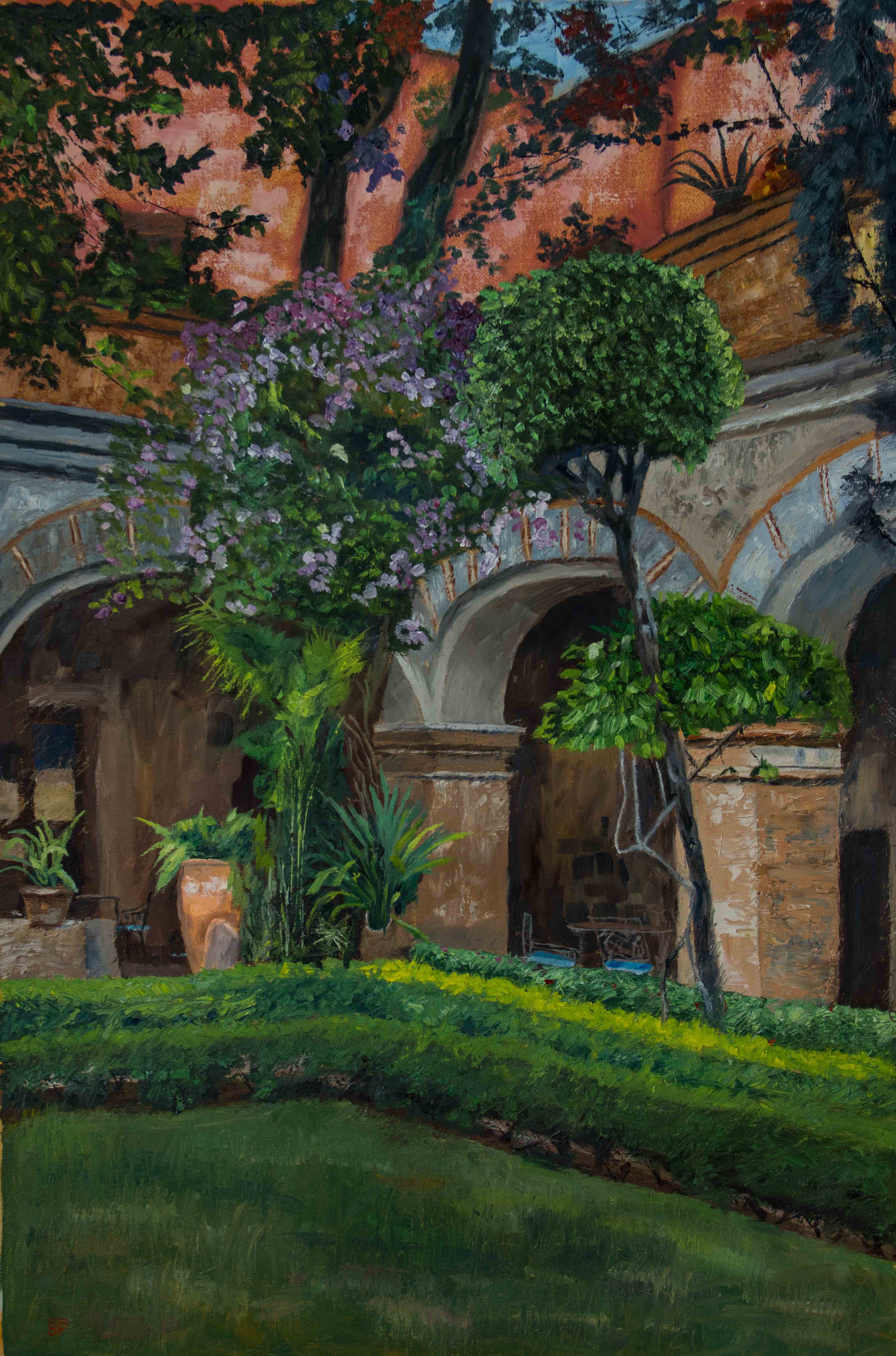 Jardín de Bugumbilias, 30x20, Oli on linen - $1,800