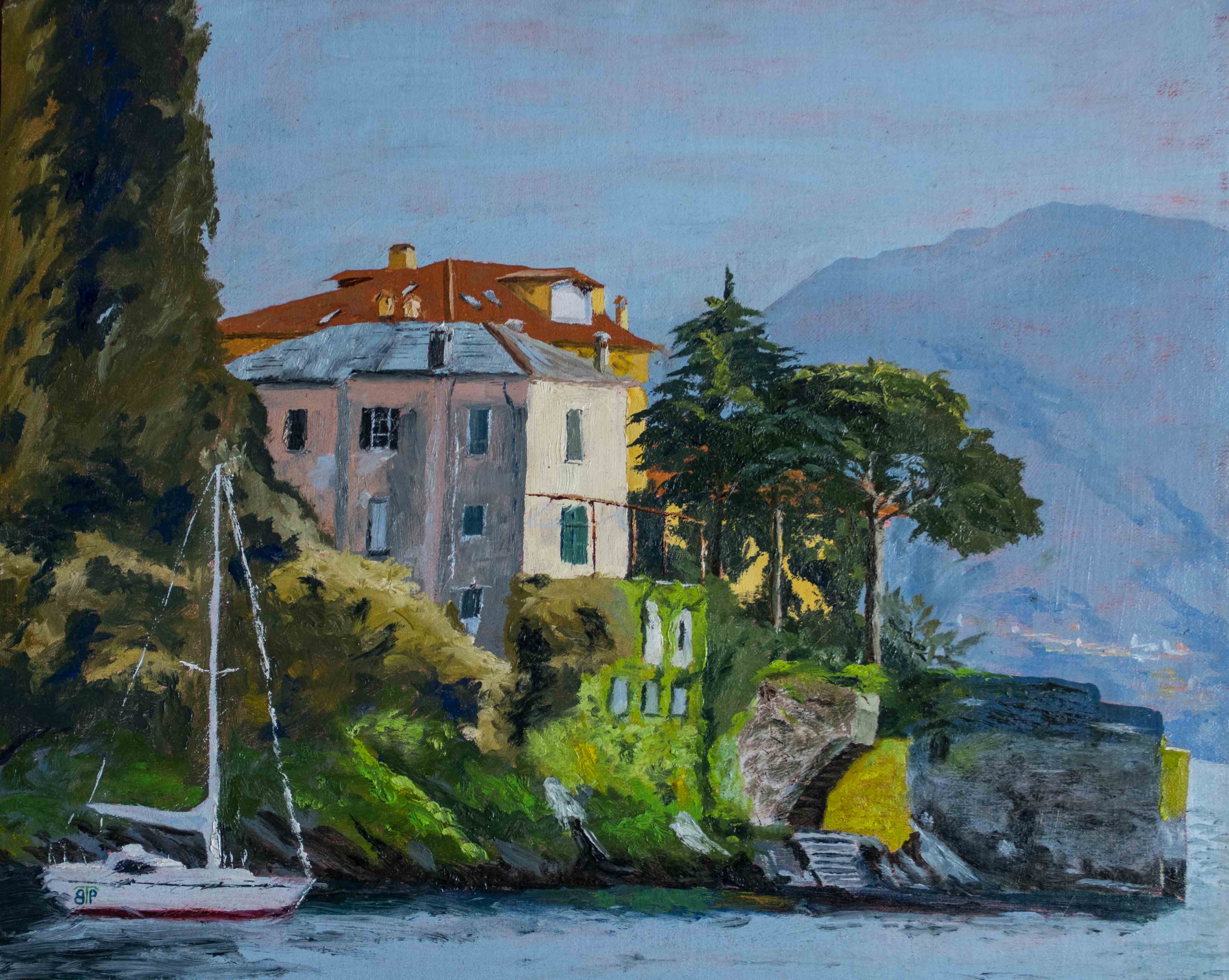 Varenna Villa, 16x20, Oil on linen- $750