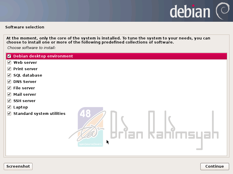 Debian 7 software selection