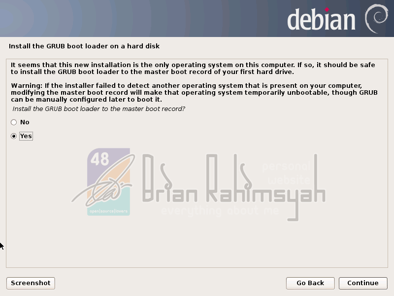 Debian 7 installing GRUB bootloader