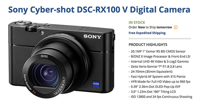 Sony Announces RX100 V with 24 FPS + 315 Focus Points!