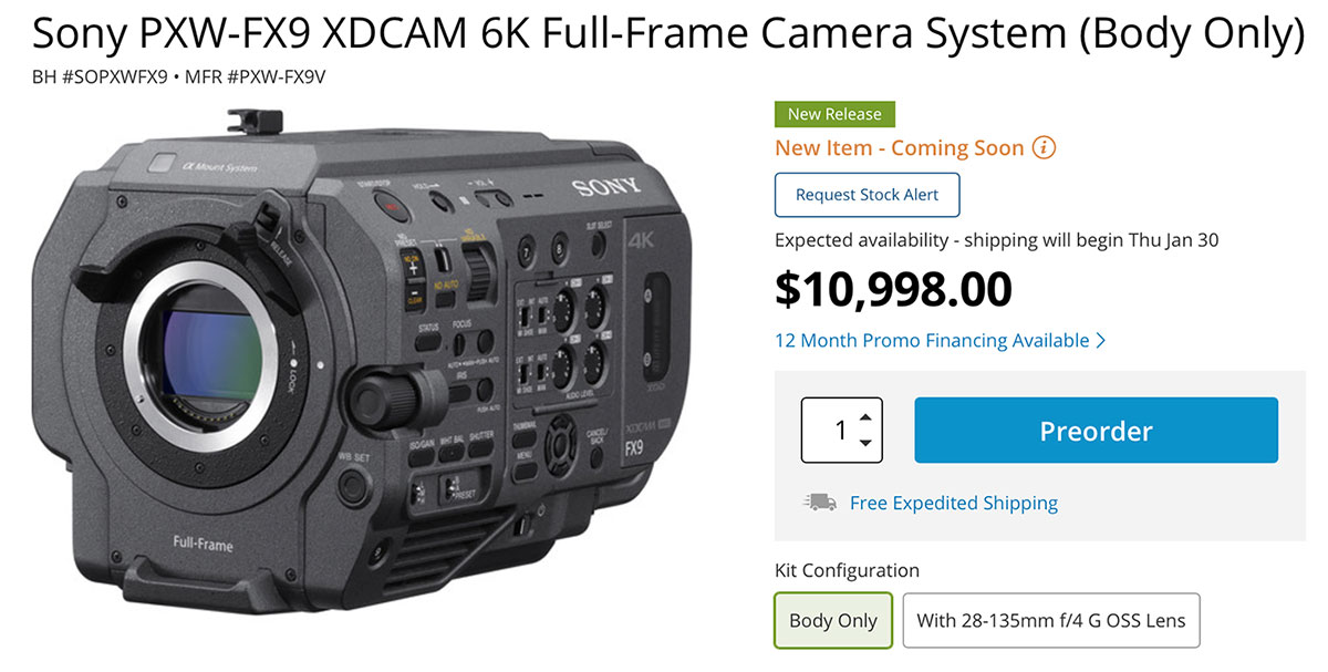 Sony FX9 XDCAM Available for Preorder Now! - Portrait