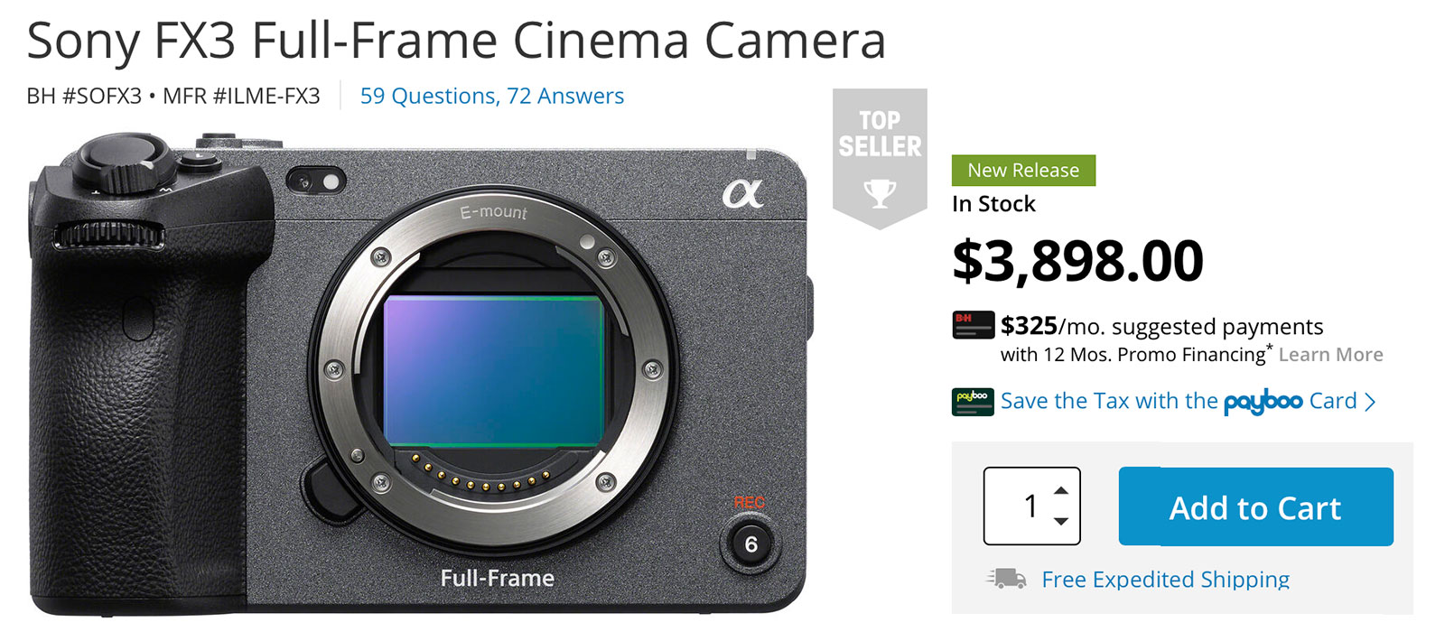 Sony FX3 In-Stock & Shipping in the USA
