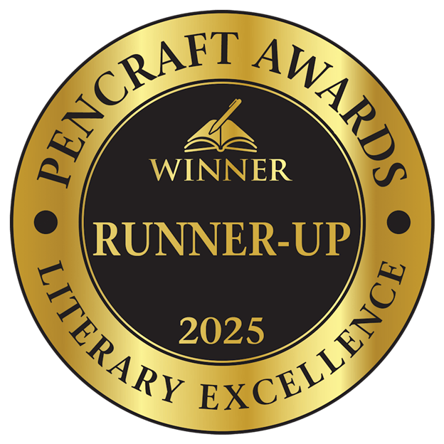 A badge confirming that The Observer won a Runner-Up award in the PenCraft Awards Literary Excellence book award contest.
