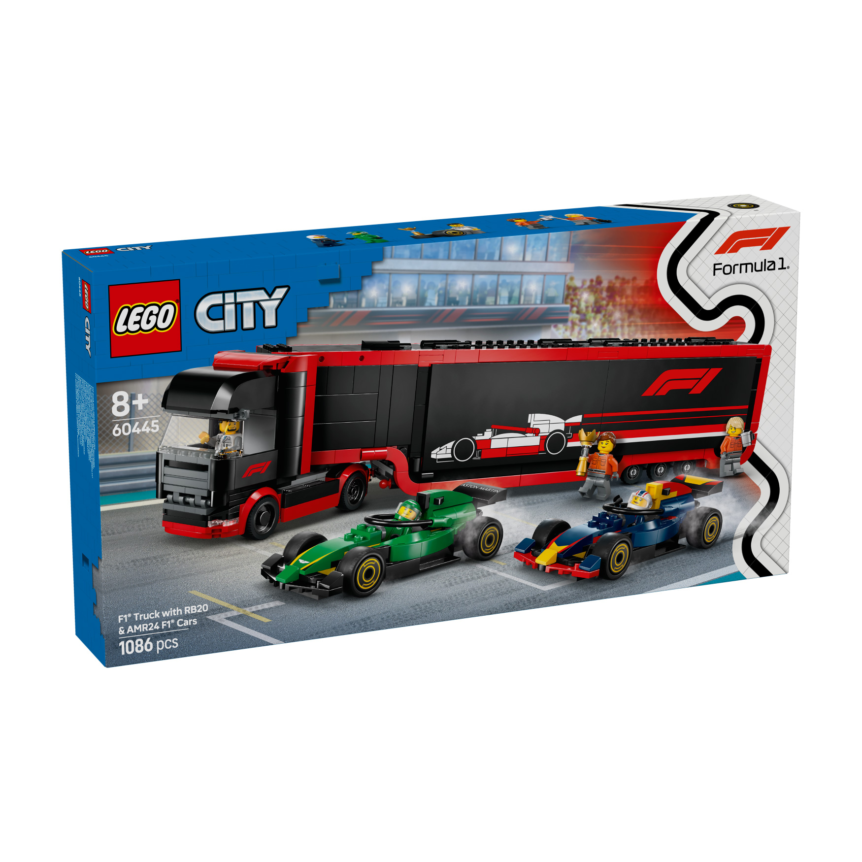 LEGO® F1® Truck with RB20 & AMR24 F1® Cars 60445