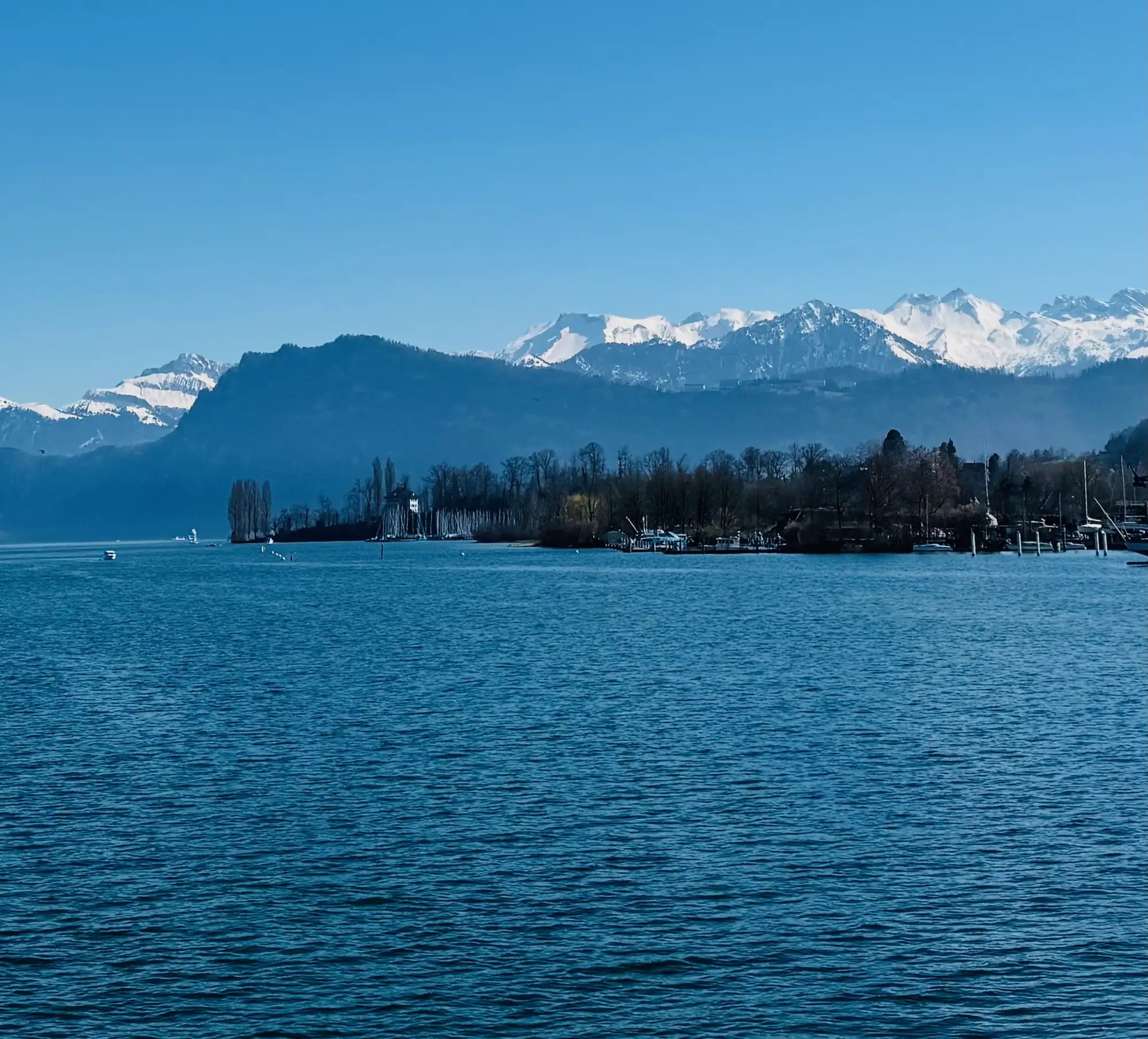 Luzern Gölü’nde harika manzaralar eşliğinde Bürgenstock Alpine Spa Resort feribot yolculuğu.