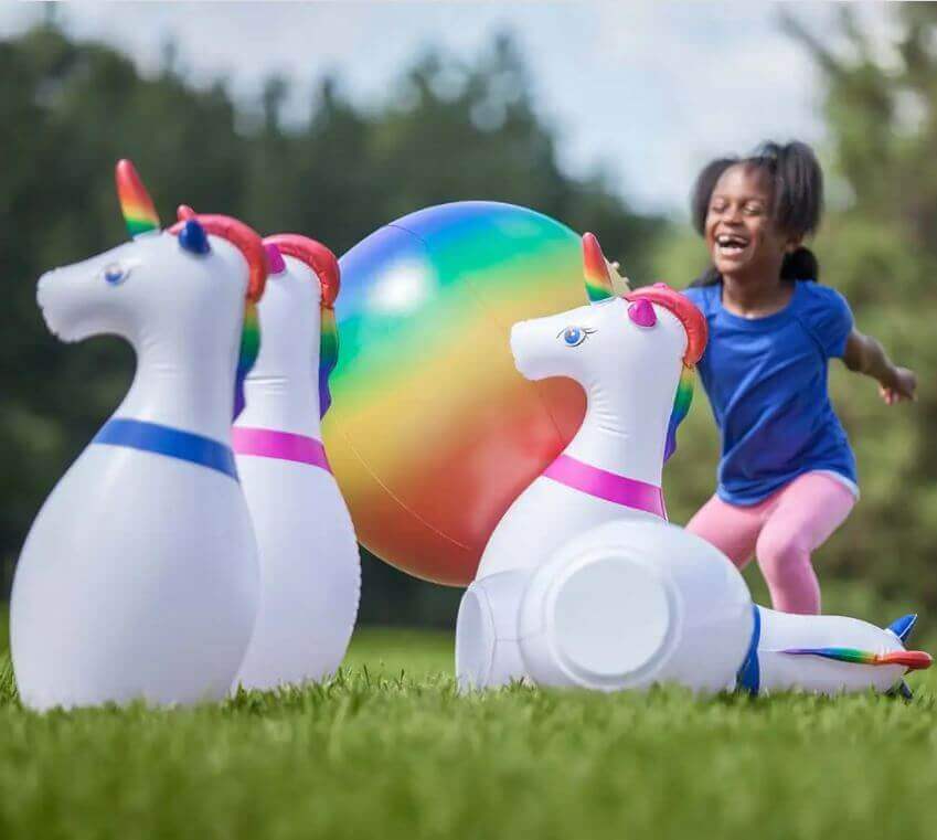 Inflatable Unicorn Bowling Bright Isle