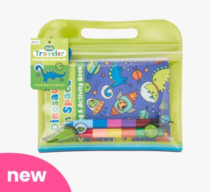 Mini Traveler Coloring & Activity Kit – Dinosaurs in Space – Bright Isle