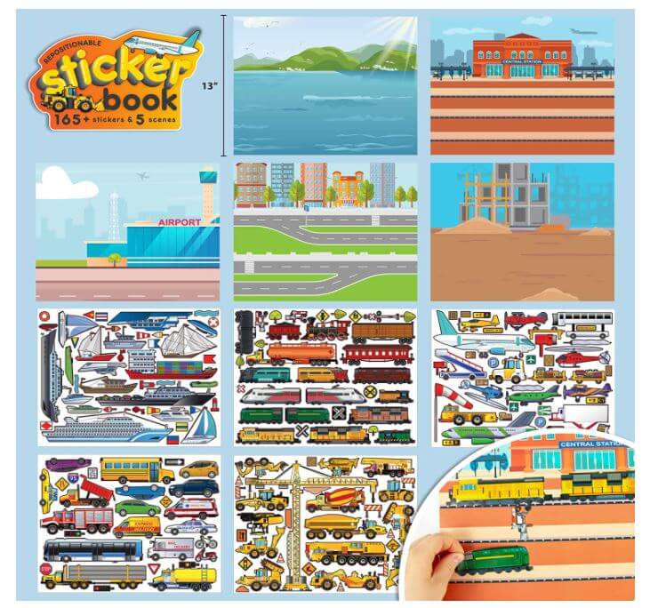 Repositionable Transportation Sticker Book – Bright Isle