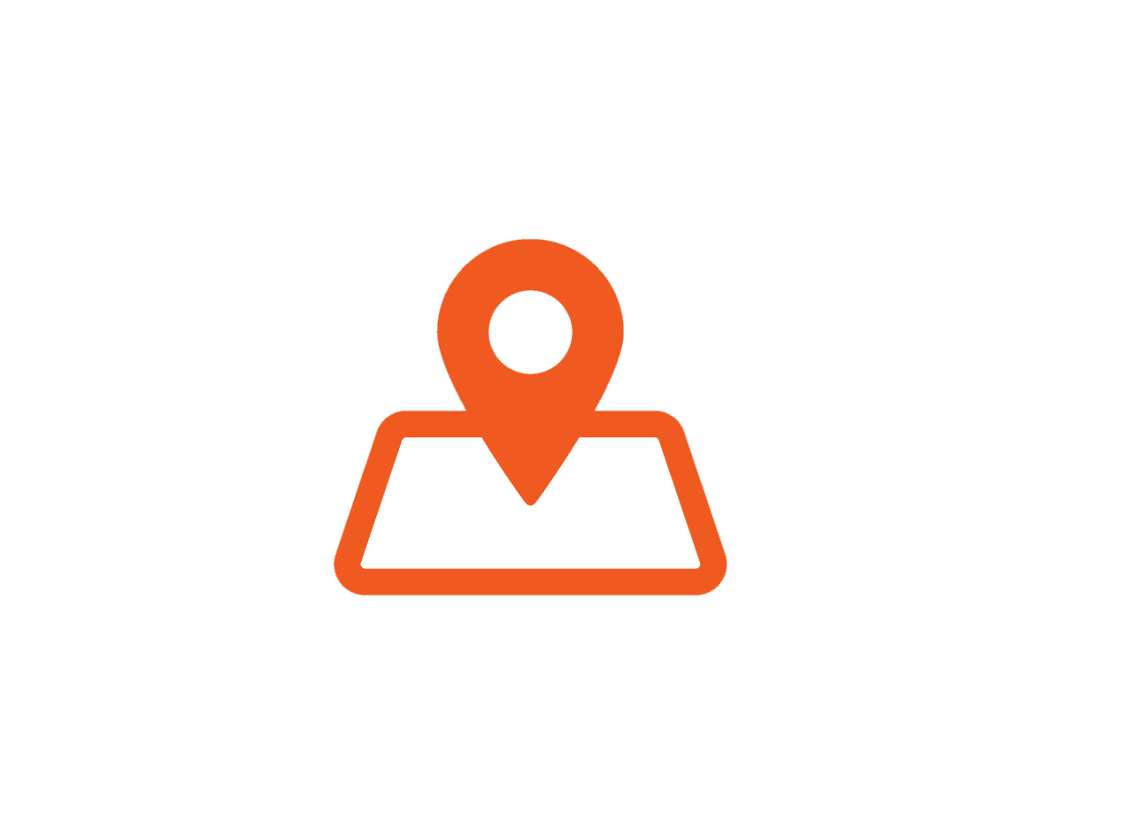 A red map pin on top of a black background.