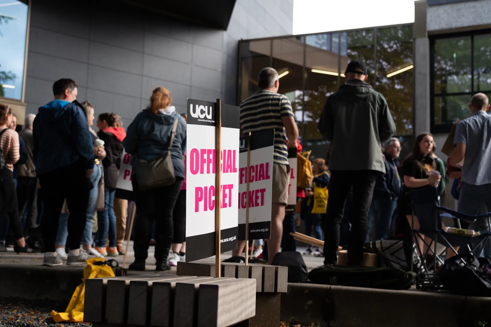 UCU picket line with posters at UofS