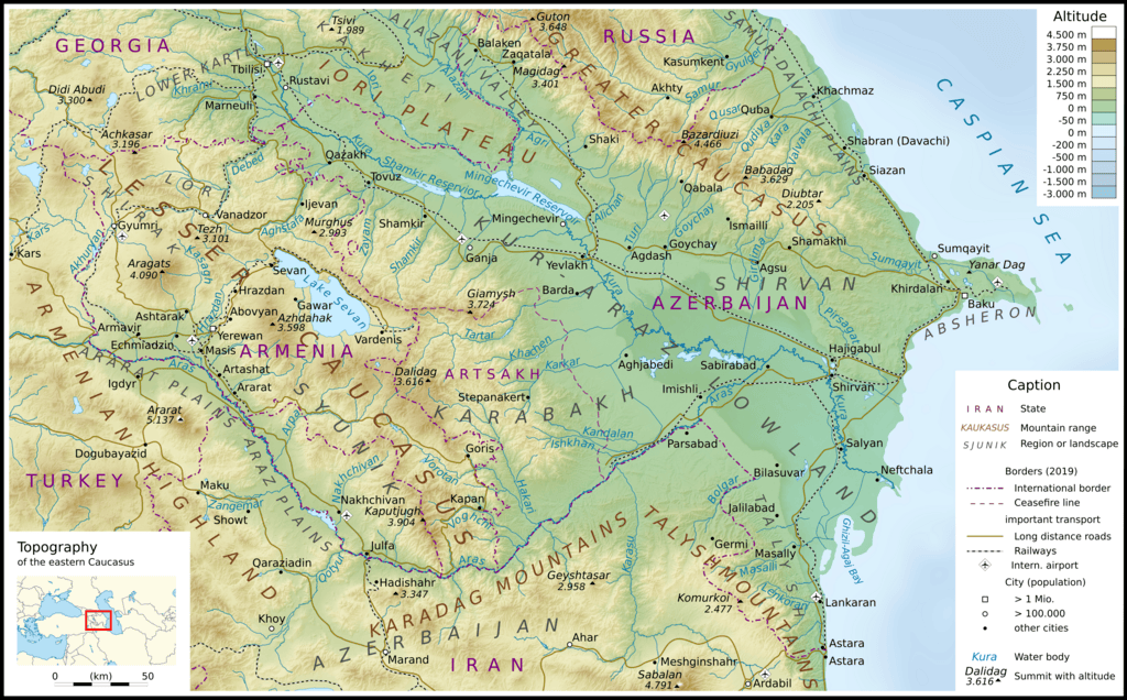 Map Of Azerbaijan Created By The CIA Brilliant Maps 1024PX Topo AZ AM En.