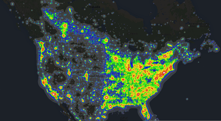 Light Pollution Around The World Brilliant Maps North America Light Pollution 