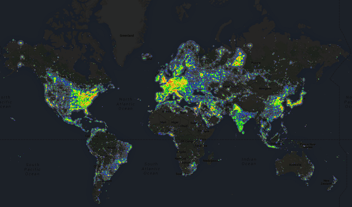 The Night A Guide To Light Pollution Maps World Light Pollution 