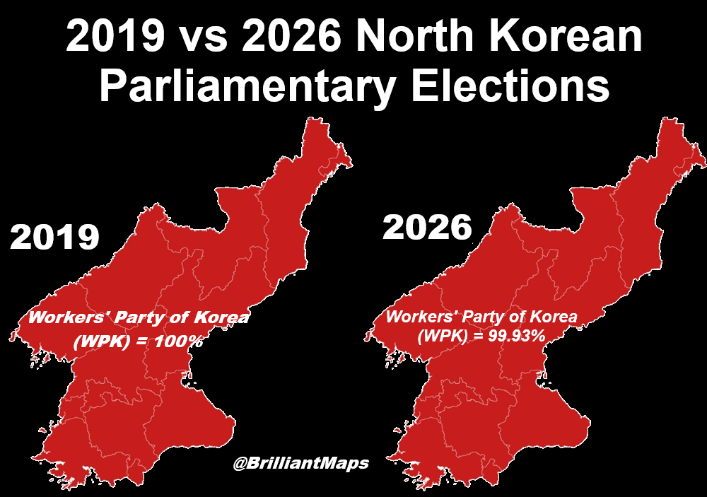 Map Of North Korea The CIA No Longer Wants You To See Brilliant Maps 2019 Vs 2026 NK Elections.