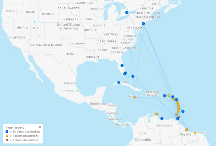 Figure Caribbean Locator Map Caribbean Airlines Flight Destination Map 