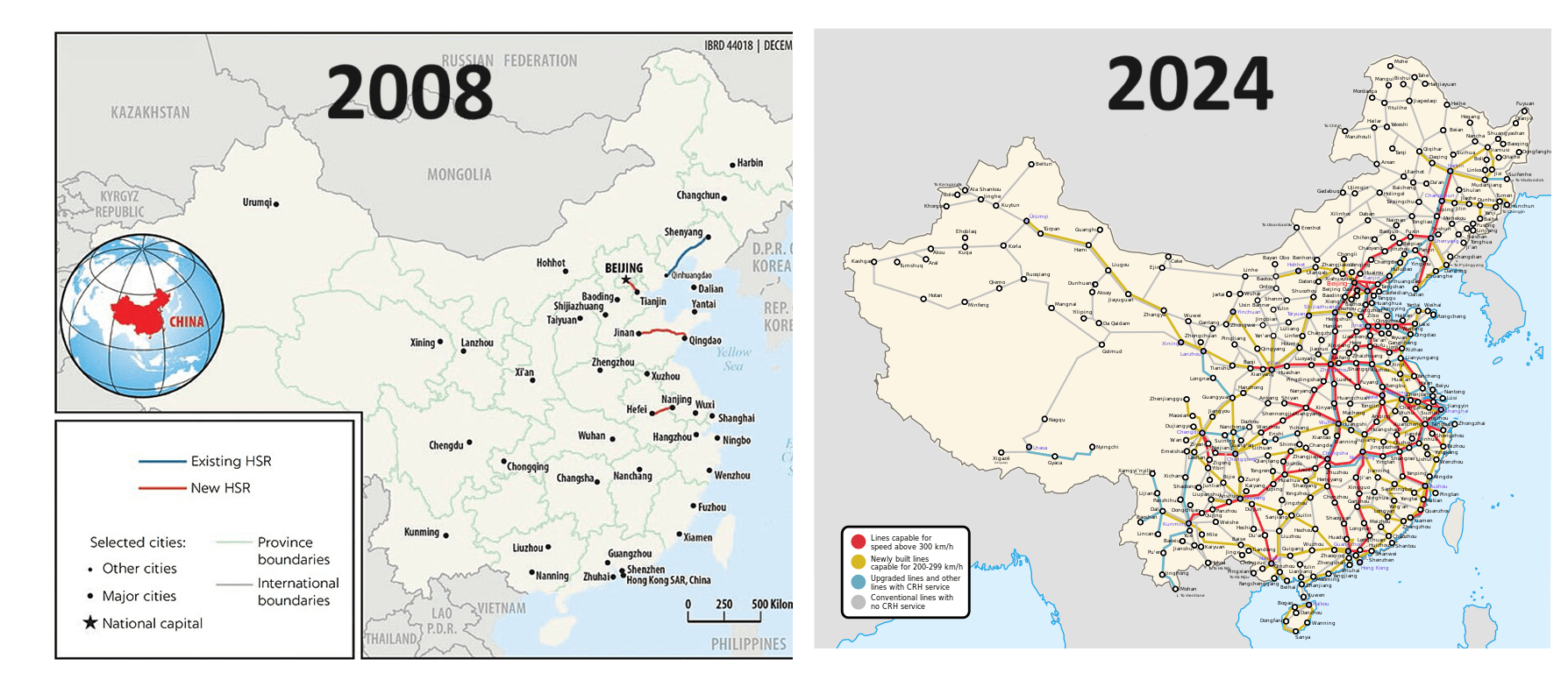 The Insane Growth Of China S High Speed Rail Network Between 2008 Chinese High Speed Rail 2008 Vs 2024 