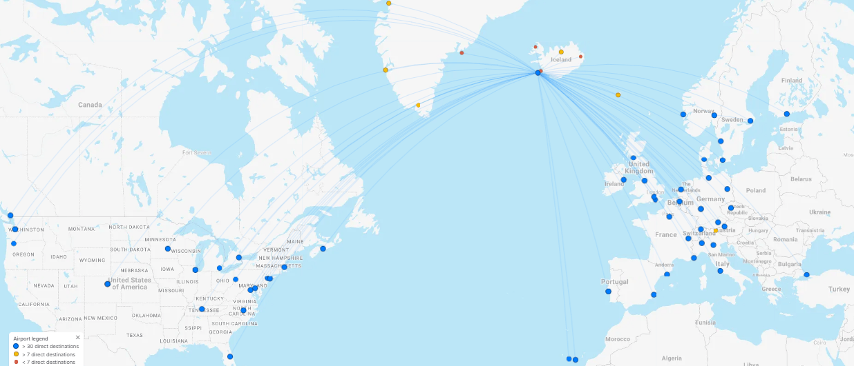 Icelandair Flight Status Destination Map.