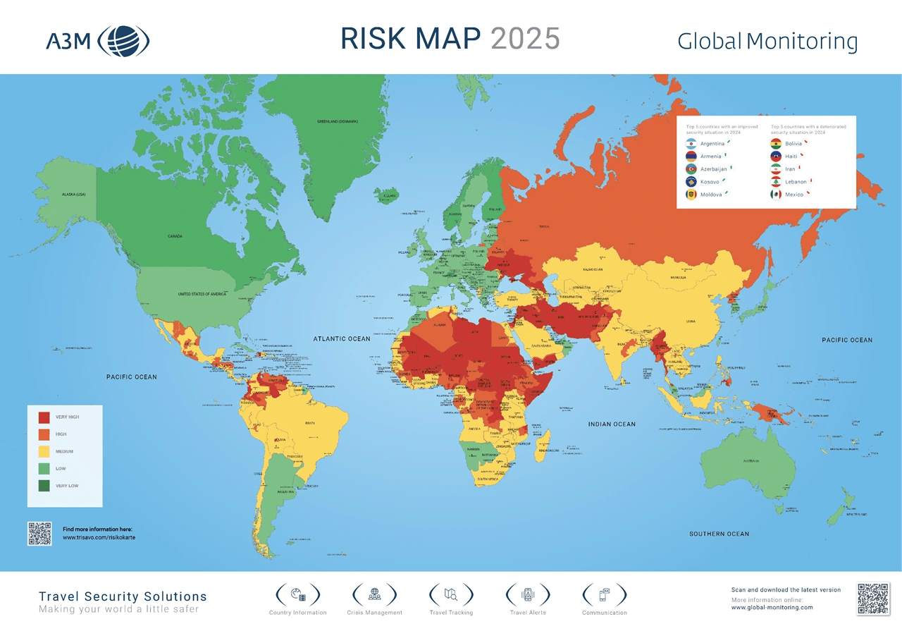 2025 Travel Risk Map Brilliant Maps