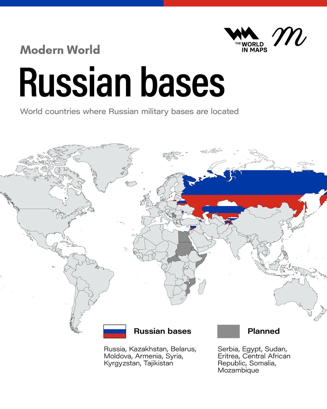 World Map Showing Russia Russian Miliary Bases 