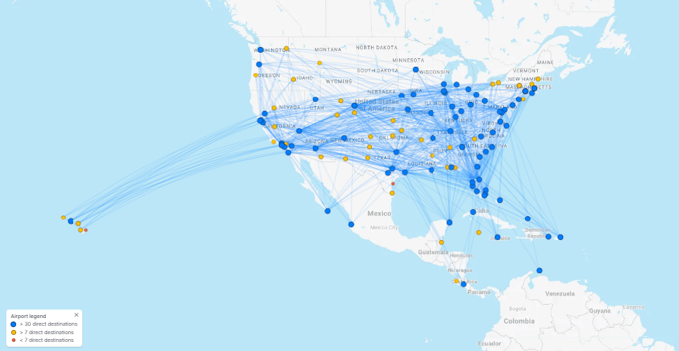Southwest Airlines Flight Route Map In 2025 Brilliant Maps Southwest Airlines Flight Destination Map 