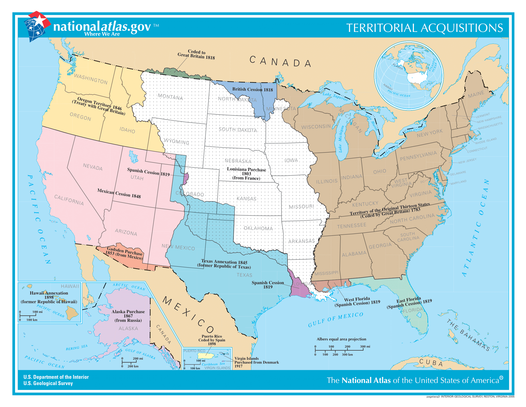Map Of The Key Territorial Of The United States US Growth 1 