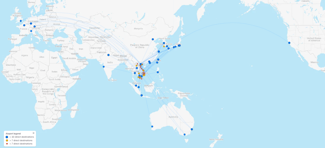 Vietnam Airlines U I H 2026 V N A T 900 000 VN Flight Destination Map.