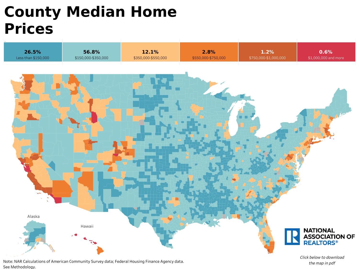 Map Of Median US Home Prices By County In 2024 Brilliant Maps Viz Prices Q12024 