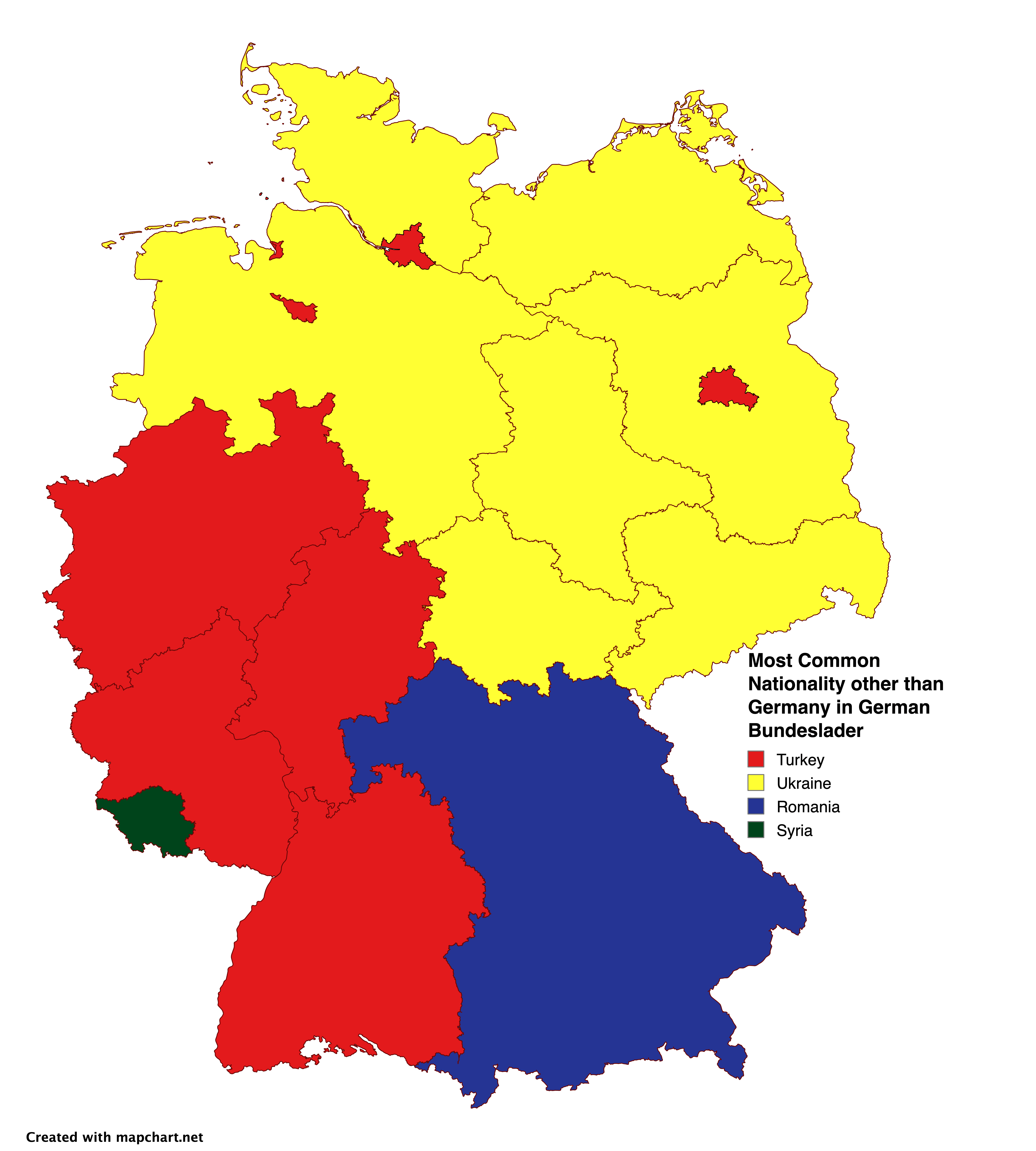 Most Common Nationality Other Than German In Each State Of Germany Germany Other German 