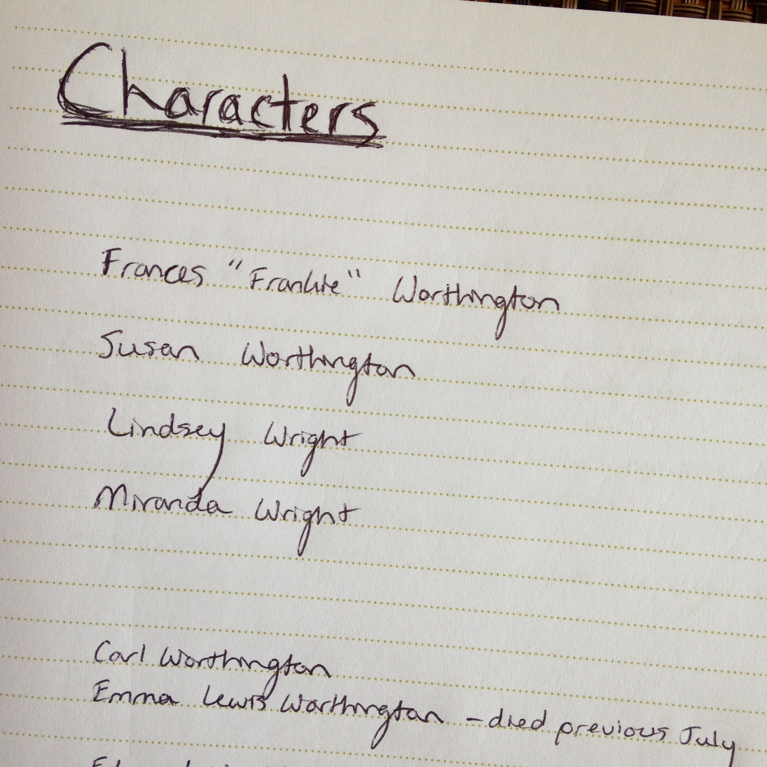 A page from my story notebook