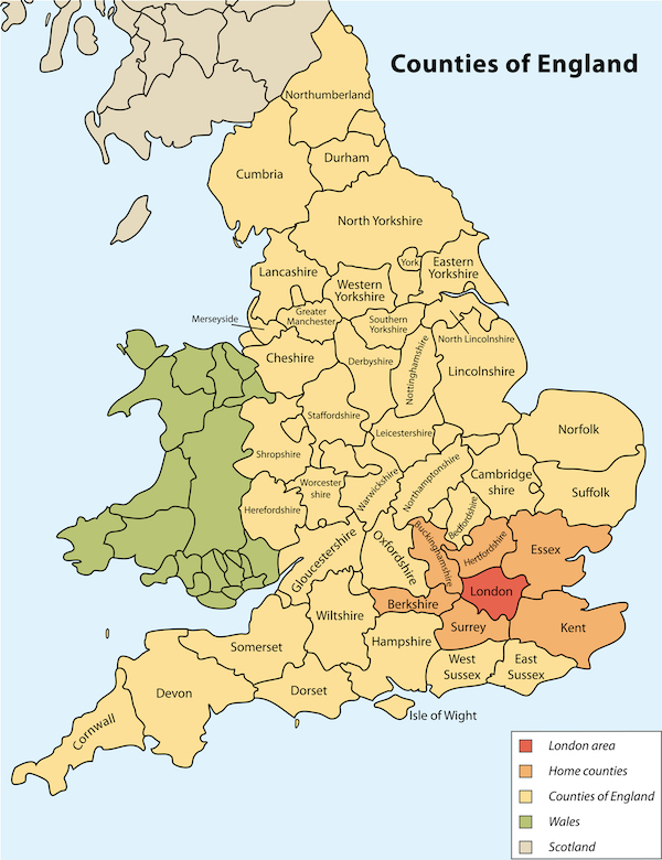 England Map Counties Counties 