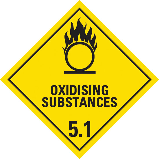 Dangerous goods label class 5.1 oxidizing substances