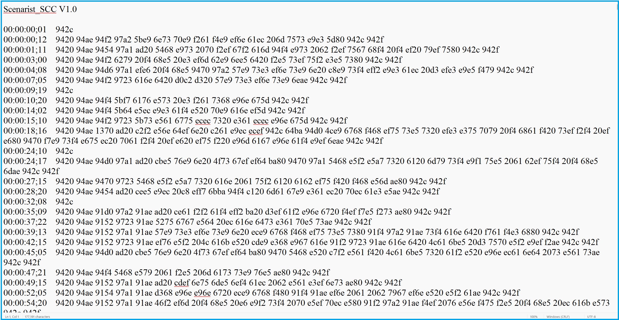 Decoding SCC Caption File Codes