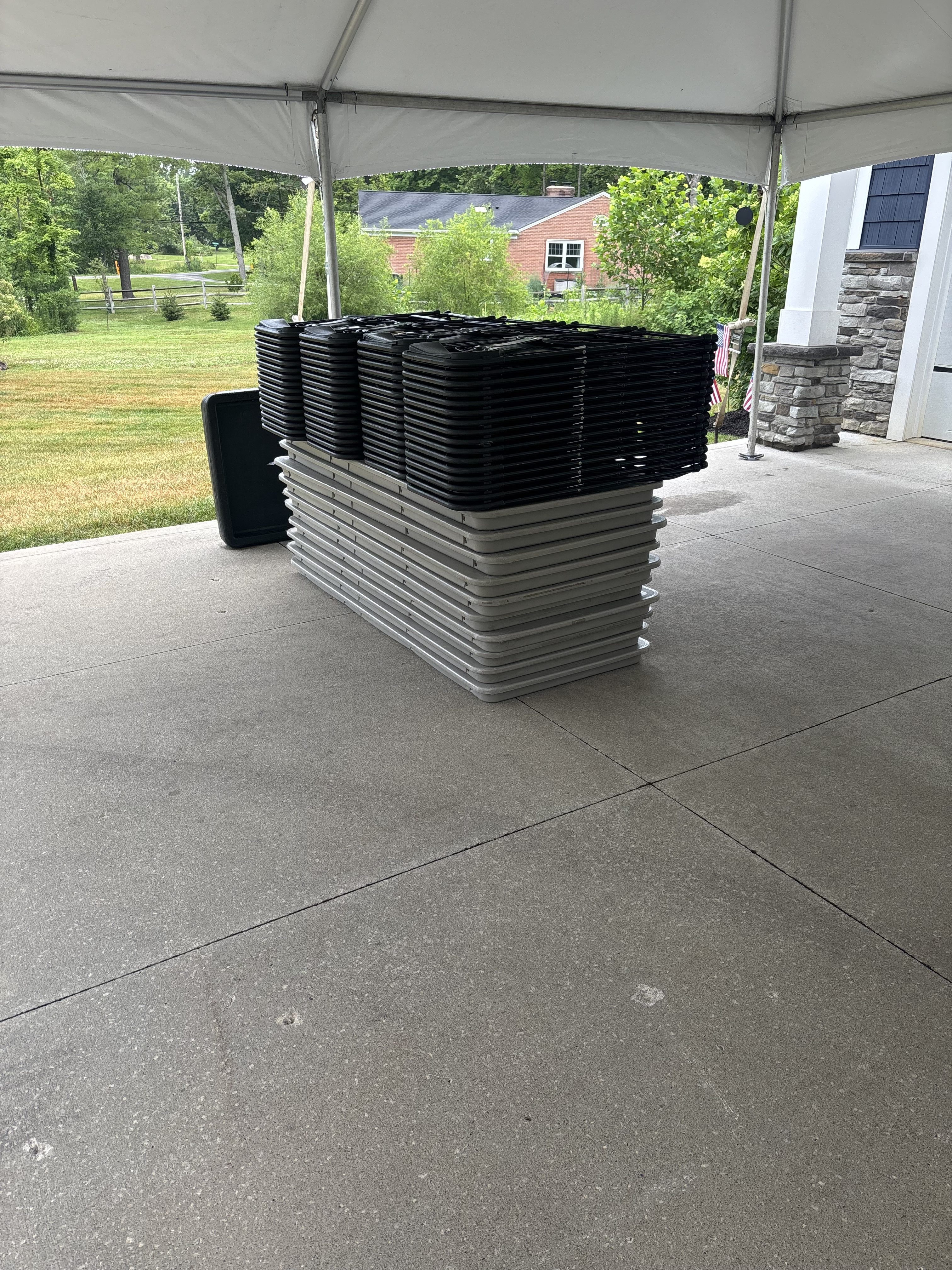 Tables and chairs delivered for a party in northeast Ohio