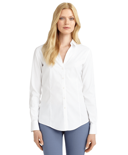 womens petite non-iron fitted blouse brooks brothers on women's petite no iron shirts