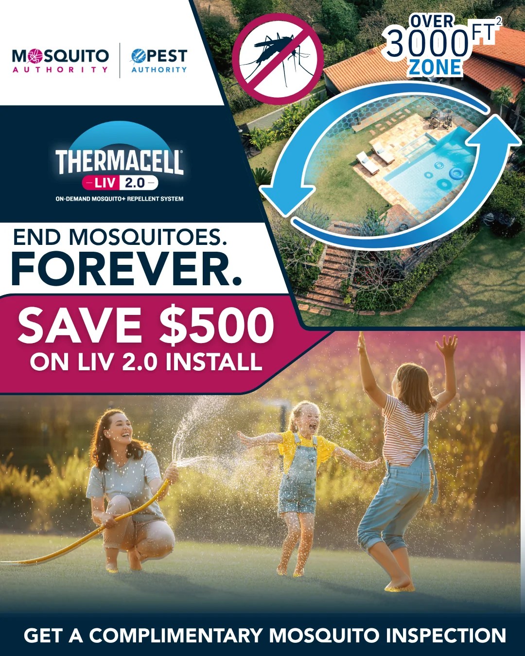 Thermacell LIV homeowner campaign with a family in the yard