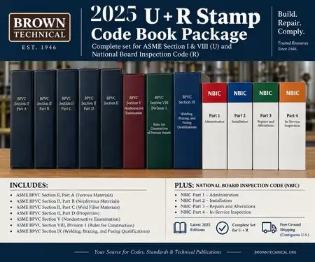 2025 ASME U and National Board R Stamp code book package with binders