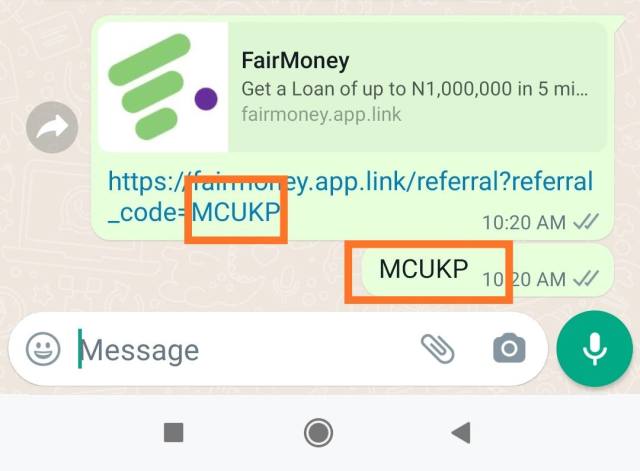 How to get fairmoney referral code