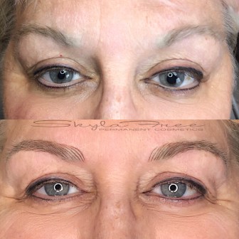 Before and after microblading on older skin by Bliss Beauty & Brow Boutique Before and after microblading on older skin by Bliss Beauty & Brow Boutique